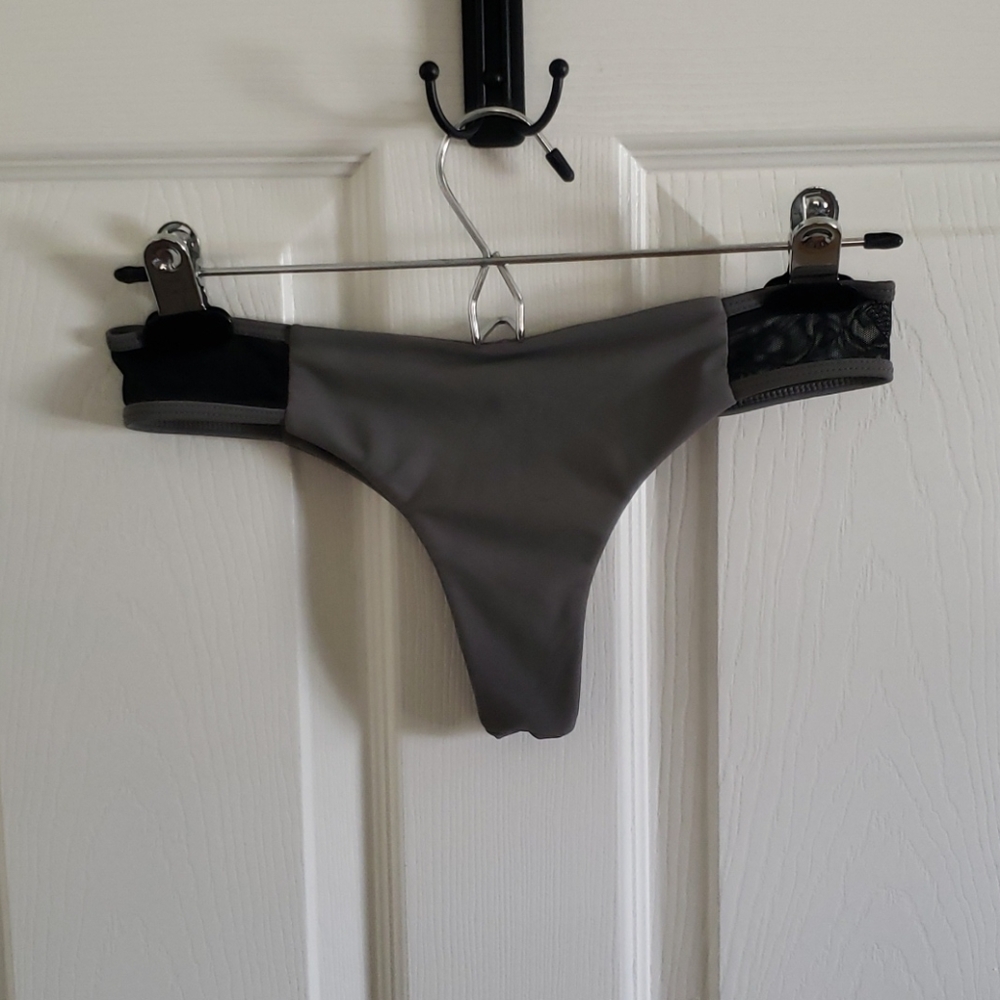 Grey Bottoms with Black Mesh Panel
